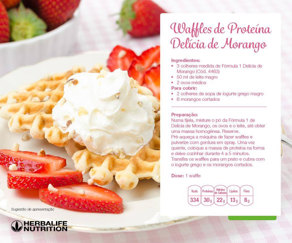 Receitas Herbalife Waffle de Delicia de Morango