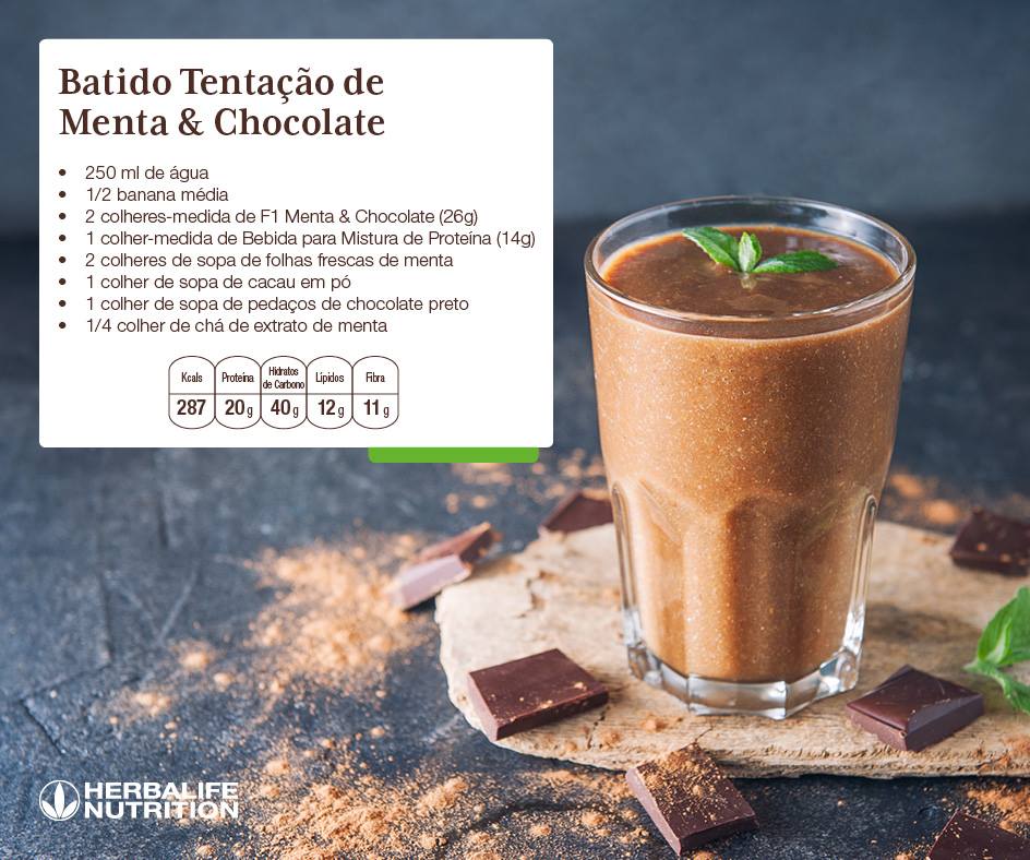 F1 batido tentacao de chocolate Menta Herbalife Nutrition PortugalHerbal